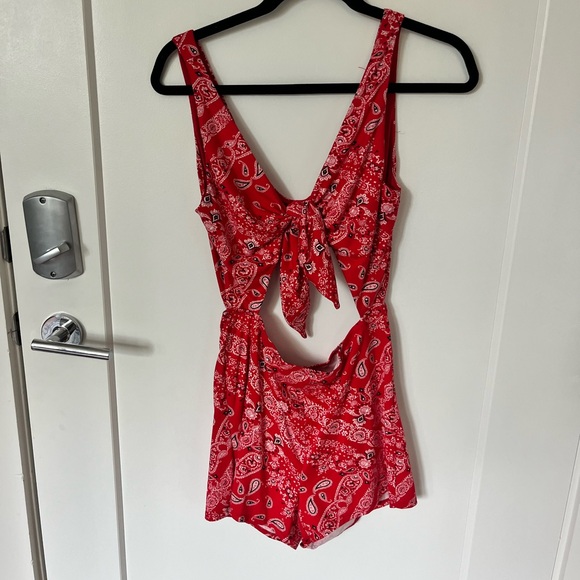 Pull & Bear Pants - Fashion Nova Red Bandana Romper Short